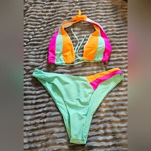 Shein 2 piece multi colored bikini size XL